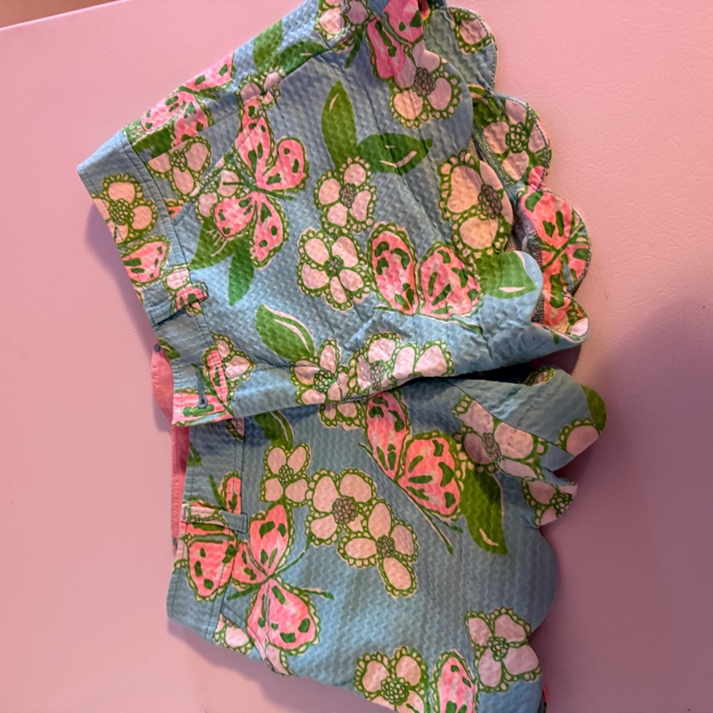 Lilly Pulitzer Blue and Pink Floral Women Shorts
